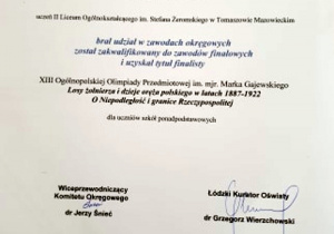 Dyplom dla Andrzja Kośki