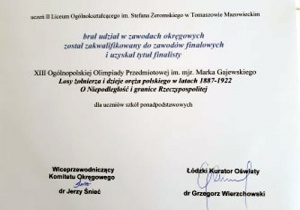 Dyplom dla Marcela Tomalskiego