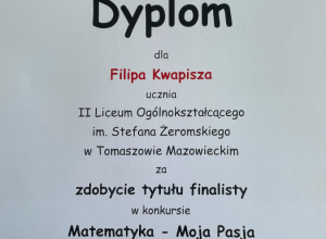 Sukces uczniów w wojewódzkim konkursie "Matematyka Moja Pasja"